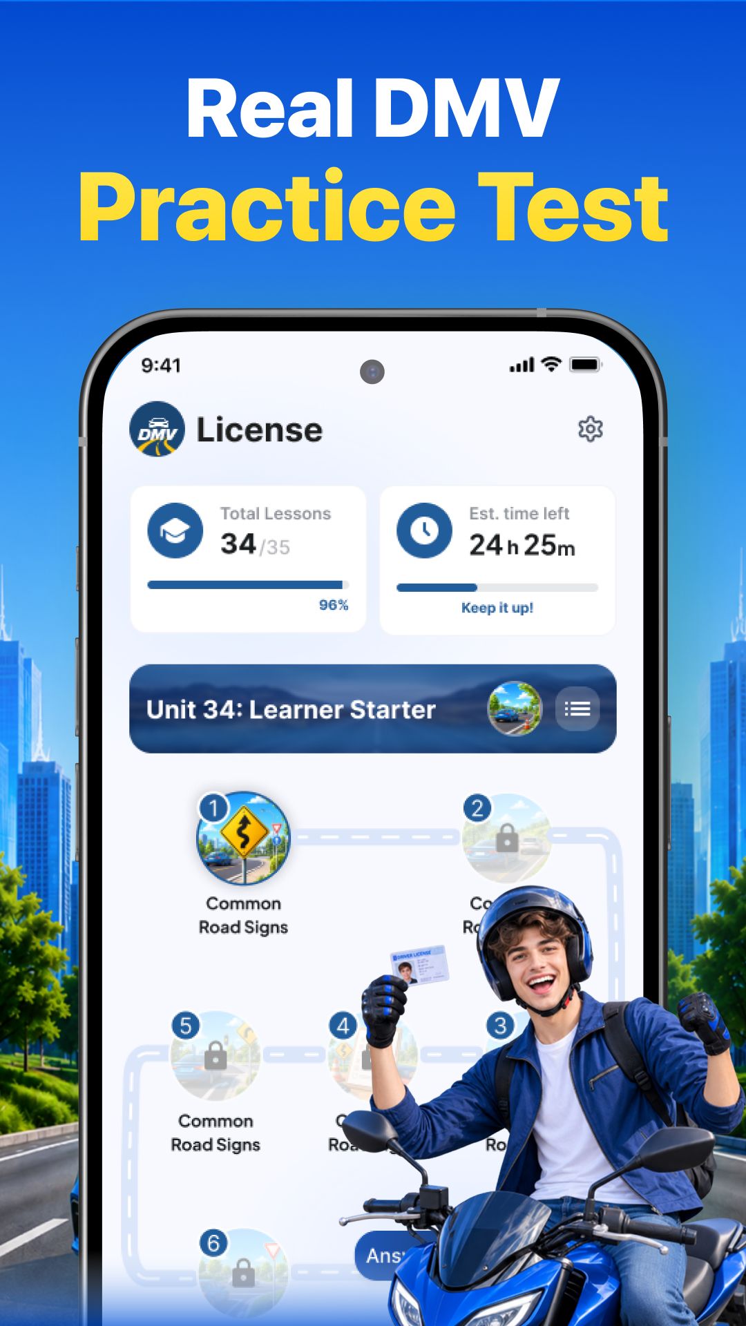 Topic-based permit practice journey in the app